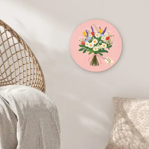 Bloemen - Lint - Kaartje Wandcirkel kunststof plaat 5mm dik klein -sfeer5