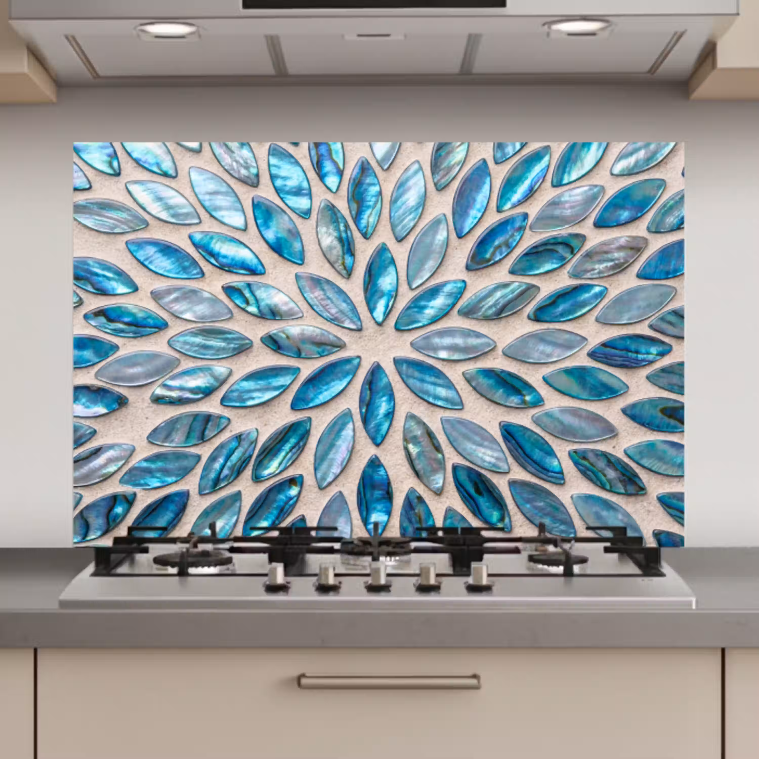 Patroon - Glans - Abstract - Blauw - Decoratie keuken achterwand spatscherm klein -3d_website