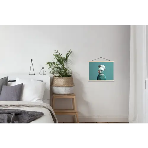 Parkiet - Vogel - Koksmuts - Cute textielposter latten blank klein -woonkamer