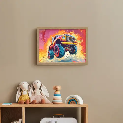 Monstertruck - Auto - Jongens - Kleurrijk Light Box met batterij (Wandlamp kind) middel -sfeer2_kind