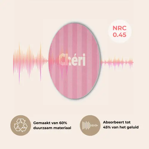 Gestreept - Roze - Chéri Akoestische PET Vilt - Rond klein -USP_NL