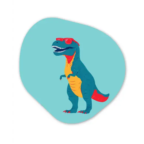 Dinosaurus - Blauw - Zonnebril Wandcirkel Organisch Forex 3mm klein -3d