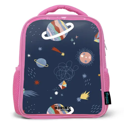 Planeten in de hemel Kinderrugzak - Roze middel -3d