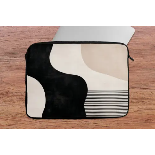 Abstract - Japandi - Beige - Modern laptophoes neopreen klein -tafel