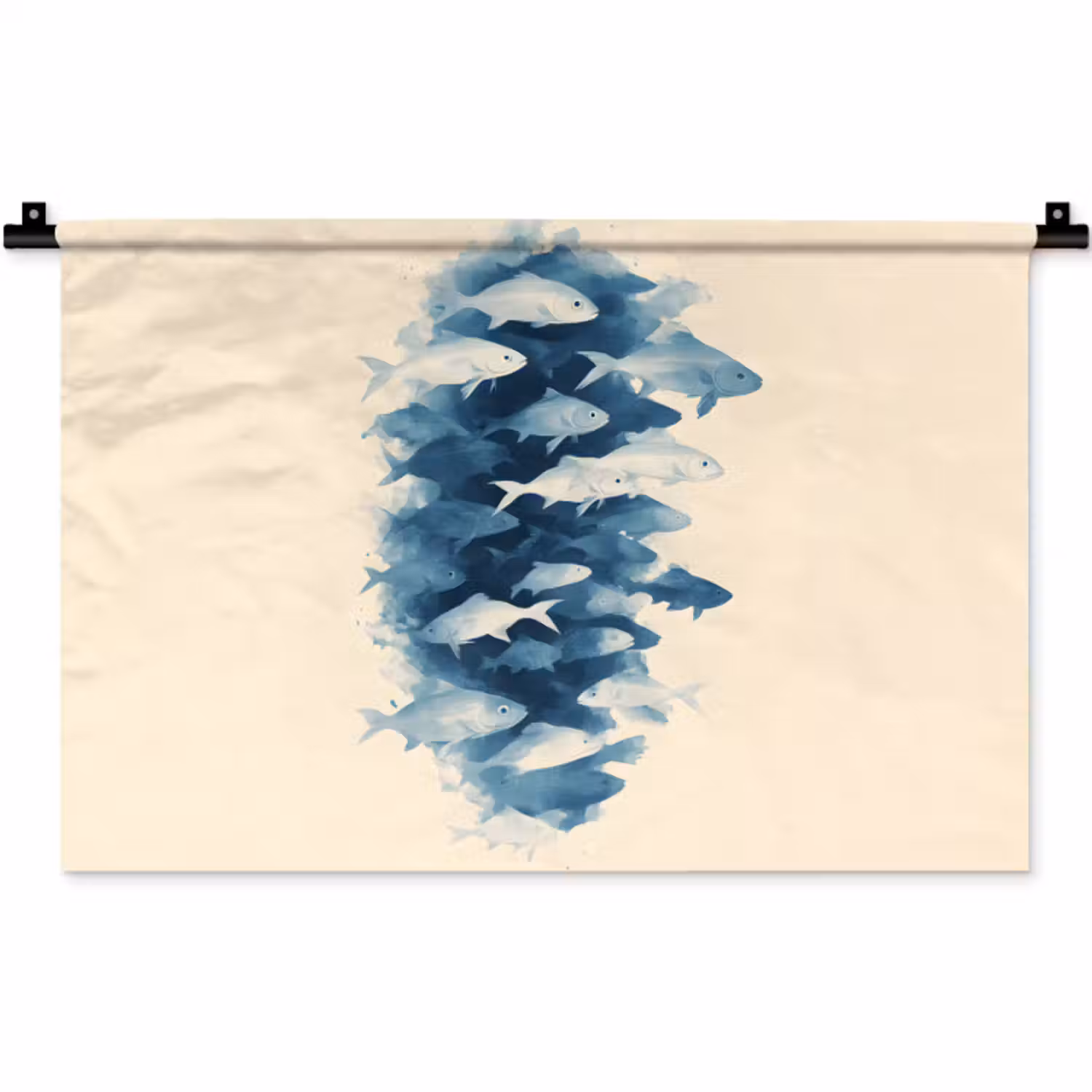 Wandkleed - Vissen - Minimalistisch - Blauw