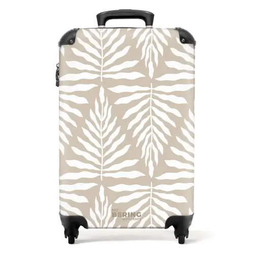 Patroon van bladeren in beige met wit NBS - Handbagage koffer - Kinderen Unisex middel -productfoto_recht