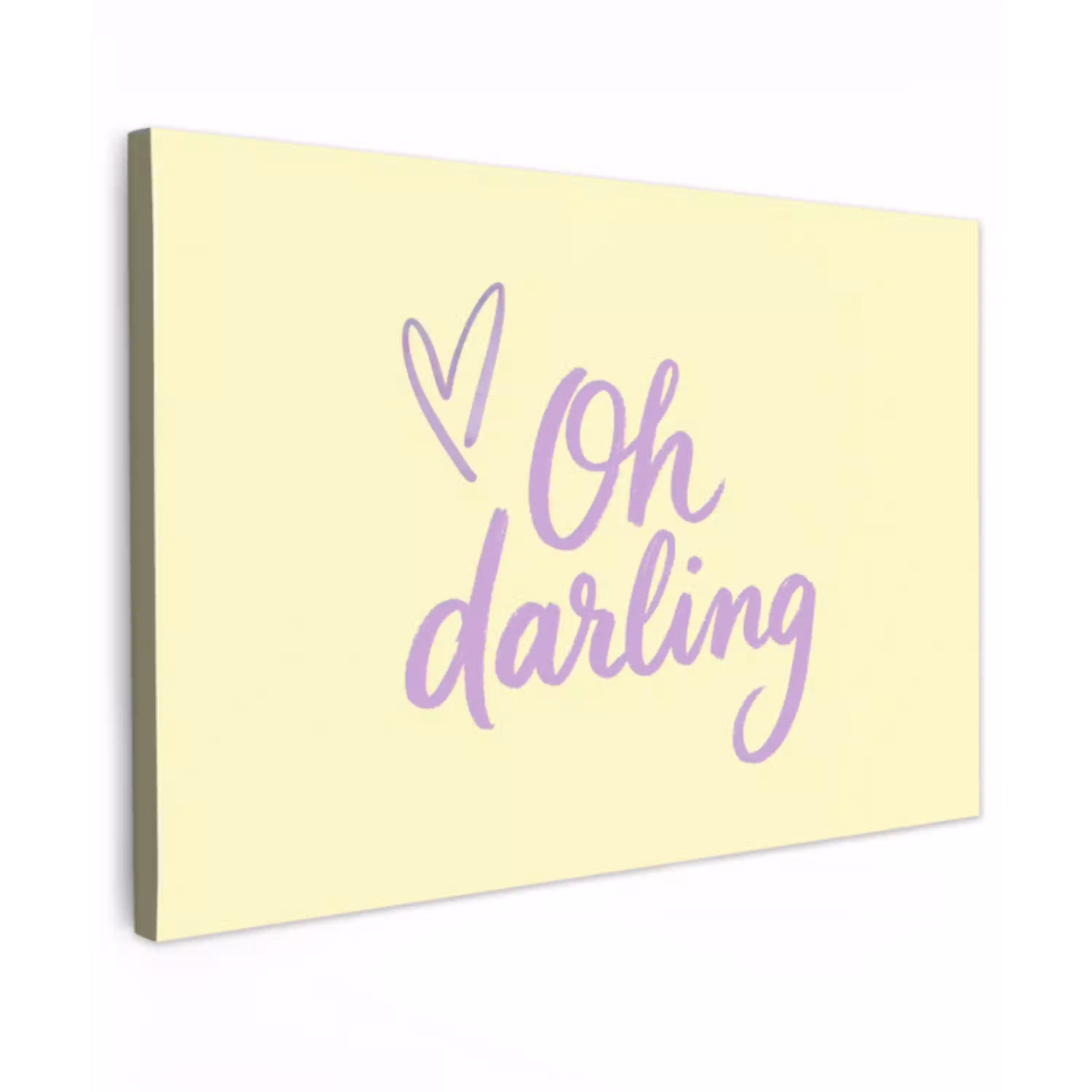 Oh darling - Geel - Hart canvas 2cm klein -z3d