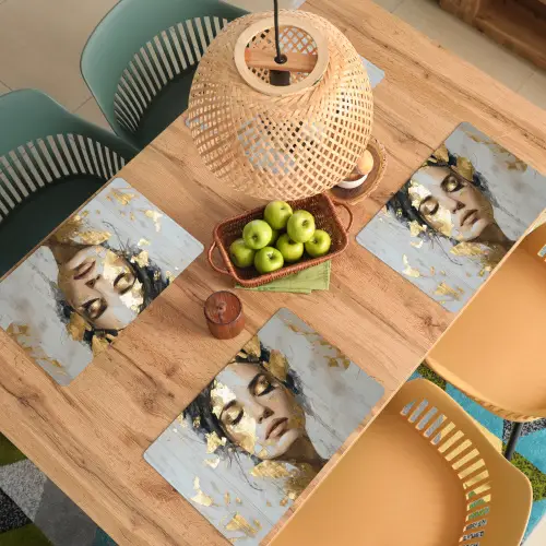 Sierlijk - Vrouw - Goud - Ogen Placemat vinyl groot -zzsfeer5_Kitchenyeah-website