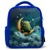 Groen monster op maansikkel Kinderrugzak - Blauw middel -3d