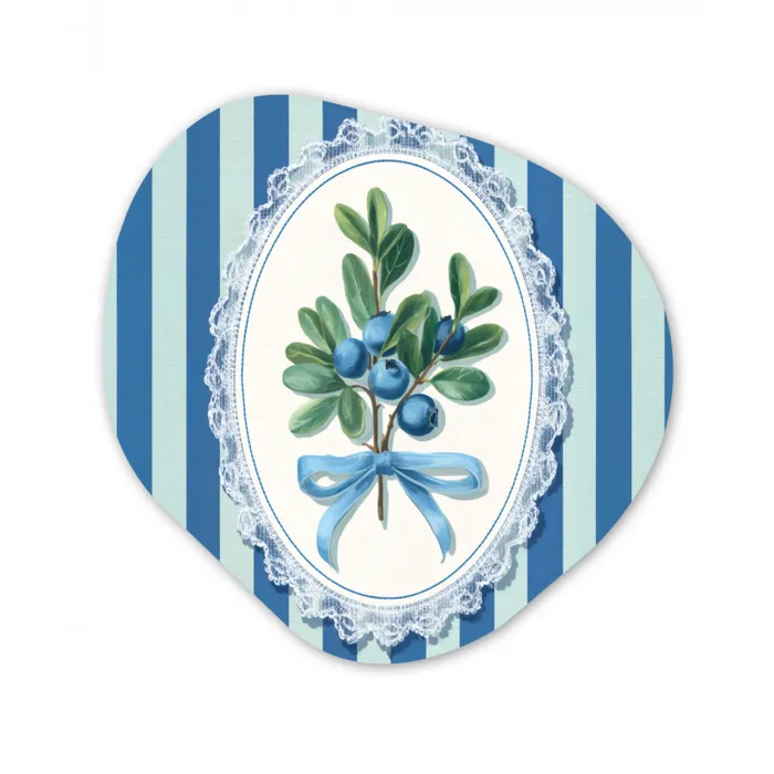 Illustratie - Bessen - Blauw - Strepen Wandcirkel Organisch Plexiglas middel -3d
