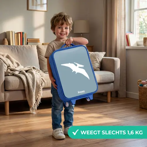Blauw met Pteranodon dino Kinderkoffer - Blauw klein -sfeer2_NL
