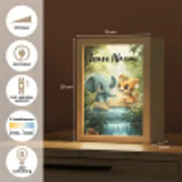 Olifant - Tijger - Bos - Jungle Light Box met kabel (Kinderlampje) klein -USP_NL