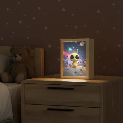 Alien - Ruimte - Geel - Planeten Light Box met kabel klein -sfeer1_kind