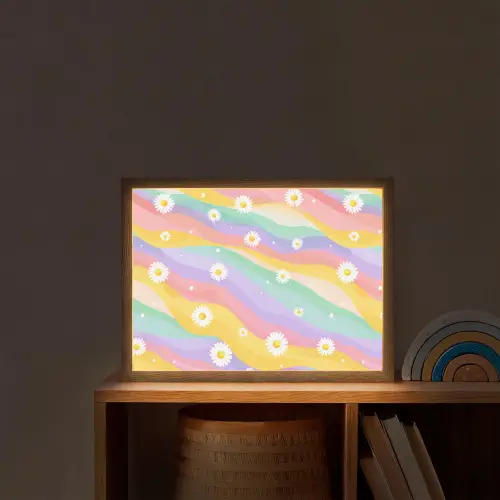 Madeliefjes - Kleurrijk - Pastel Light Box met batterij (Wandlamp kind) middel -sfeer1_kind