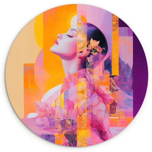 Abstract - Portret - Vrouw - Kleurrijk Wandcirkel plexiglas klein -3d