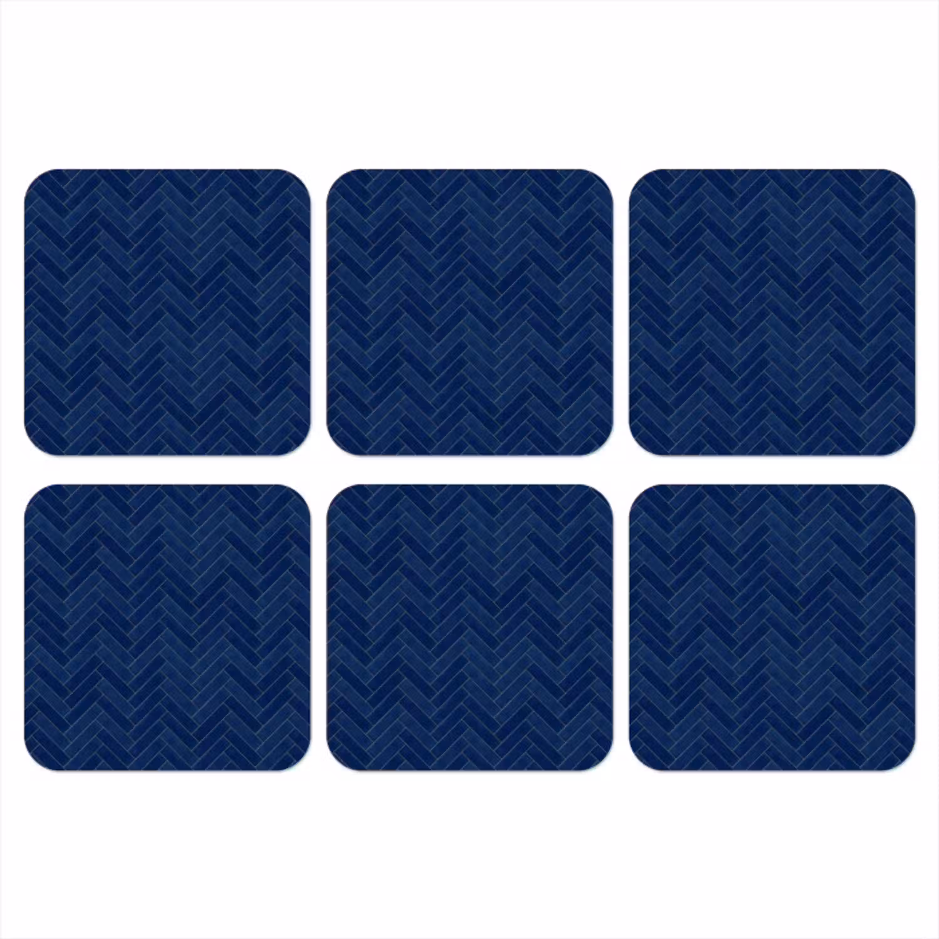 Visgraat - Wandtegel - Donkerblauw - Navy Blue onderzetter kurk middel 366 -3d