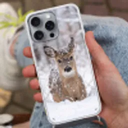 Hert - Sneeuw - Bos - Dieren - Vertederend Hoesje iPhone 16 Pro Max met koord klein -sfeer3
