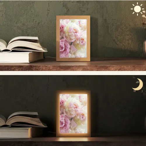 Vintage - Bloemen - Rozen - Natuur Light Box met kabel (Tafellamp) klein -sfeer3