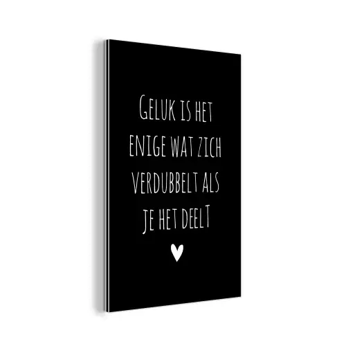 Geluk is het enige wat zich verdubbelt - Spreuken - Quotes aluminium wit klein -3d