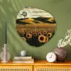 Zonnebloem - Veld - Windmolen Wandcirkel Organisch Plexiglas middel -sfeer2