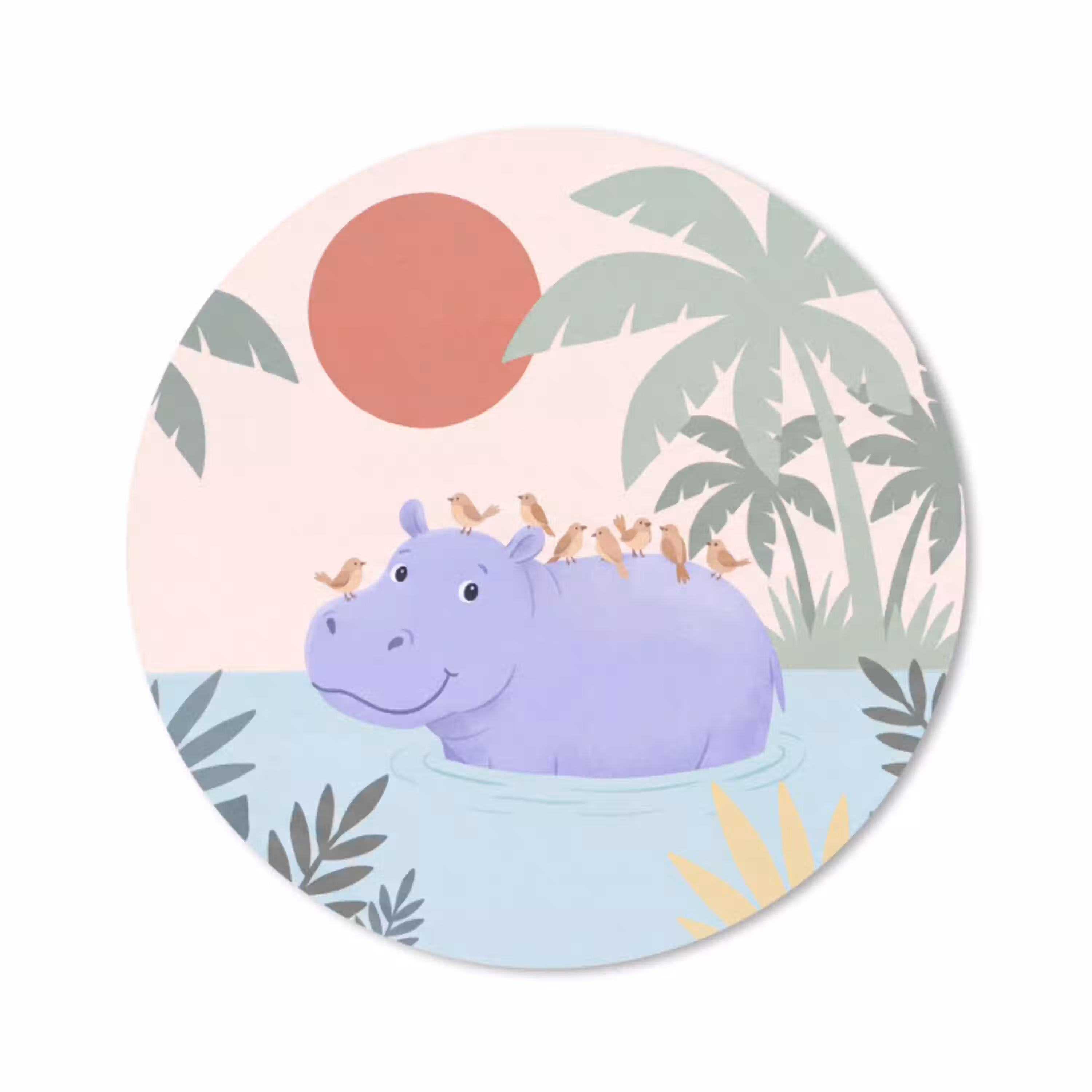 Dieren - Vogel - Water - Natuur - Illustratie Muismat rond klein -3d