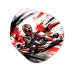Kart - Coureur - Snelheid - Rood Wandcirkel Organisch Forex 3mm klein -3d
