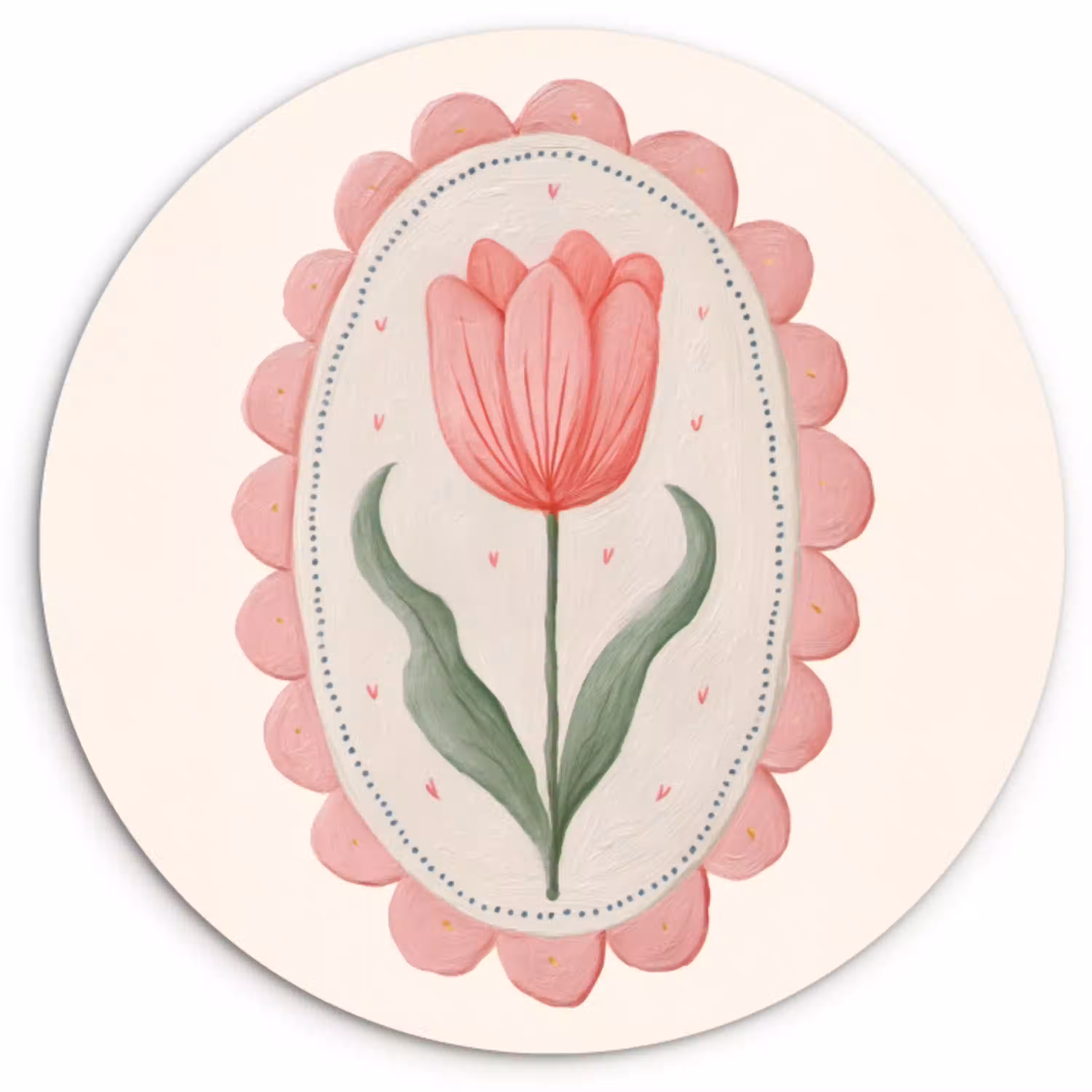 Tulp - Lijst - Ovaal - Illustratie Wandcirkel kunststof plaat 5mm dik klein -3d