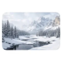 Sneeuwlandschap - Bergen - Rivier - Winter Badmat klein -3d
