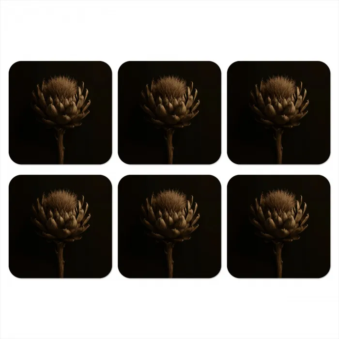 Donkerbruin - Bloem - Textuur - Artisjok onderzetter kurk middel -3d