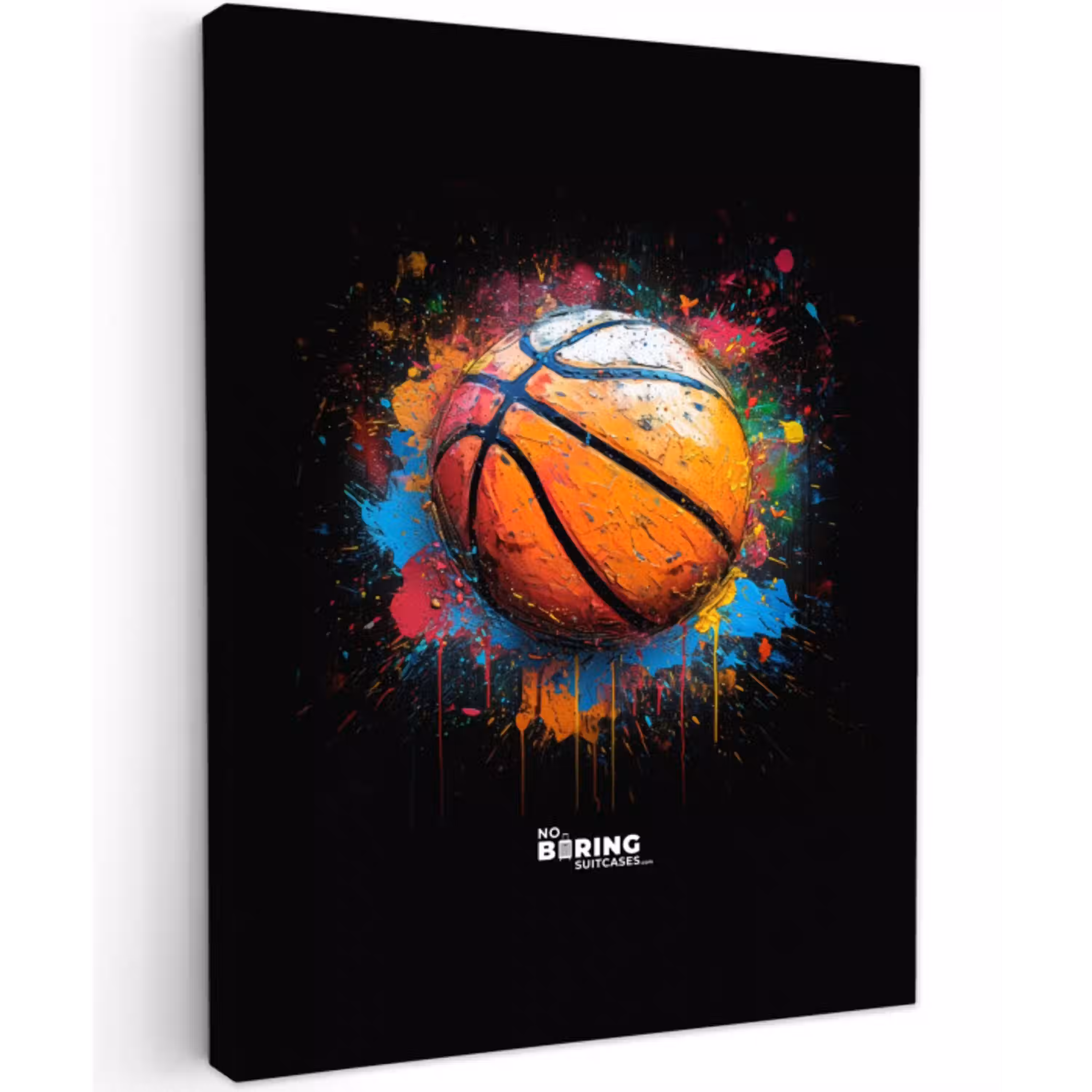 Oranje basketbal te midden van verfspetters canvas 2cm klein -z3d