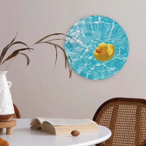 Badeend - Dobberen - Blauw Akoestische PET Vilt - Rond klein -sfeer3