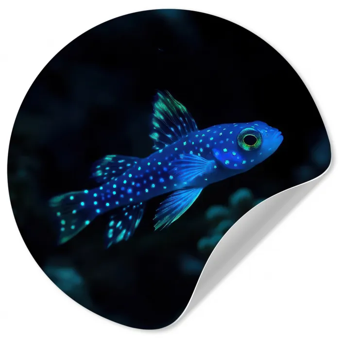 Vis - Stippen - Koraal - Blauw Wandcirkel behangsticker klein -3d