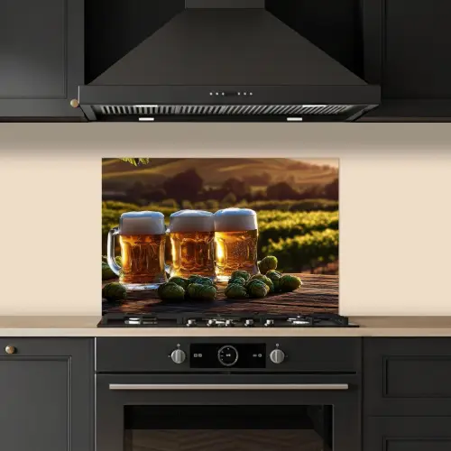 Bier - Hop - Landschap keuken achterwand spatscherm klein -sfeer1