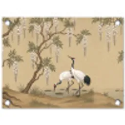 Kraanvogels - Water - Beige tuinposter los doek klein -3d