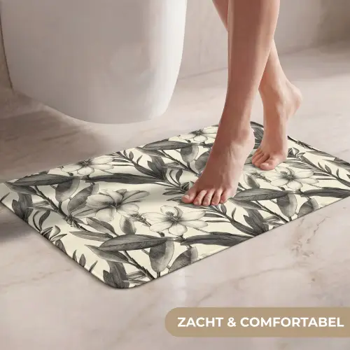 Klassiek - Botanisch - Zwart - Beige WCmat klein 1009 -USP_ZachtNL