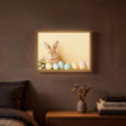 Eieren -  Konijn - Pasteltinten Light Box met batterij (Wandlamp) middel -sfeer4