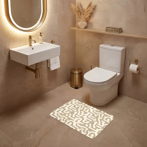 Modern - Abstract - Beige WCmat klein 1009 -sfeer3
