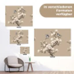 Oosters - Vogels - Beige tuinposter los doek klein -Xsfeer9_DE