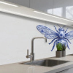 Bij - Modern - Delfts - Blauw keuken achterwand 2 middel -3d_schuin