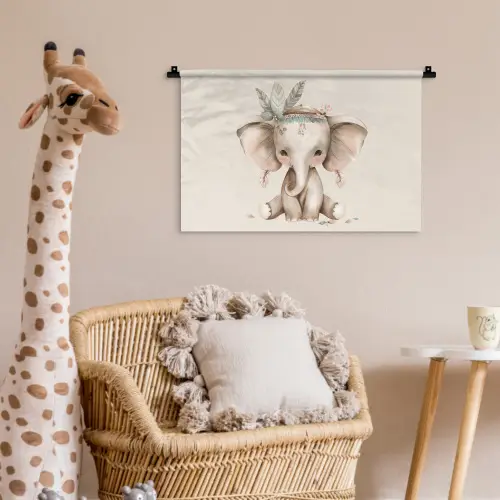 Olifant - Bohemian - Dieren - Boho Wandkleed katoen klein -wsfeer5_kind