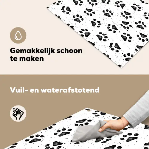 Paw - Pattern -Black Inductie beschemer met haakjes klein 777 -ky-schoon-nl