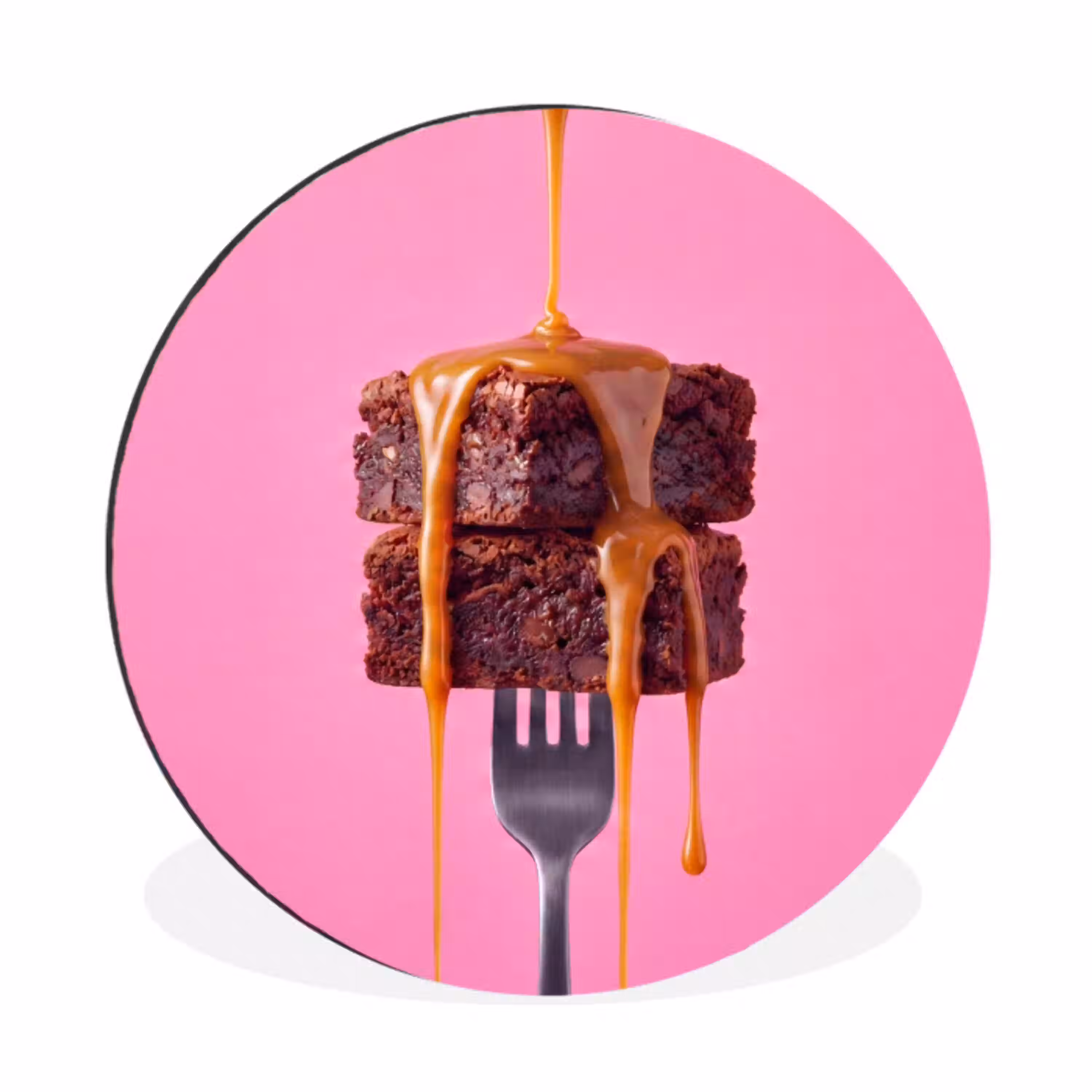 Brownie - Karamel - Eten Wandcirkel aluminium klein -3d