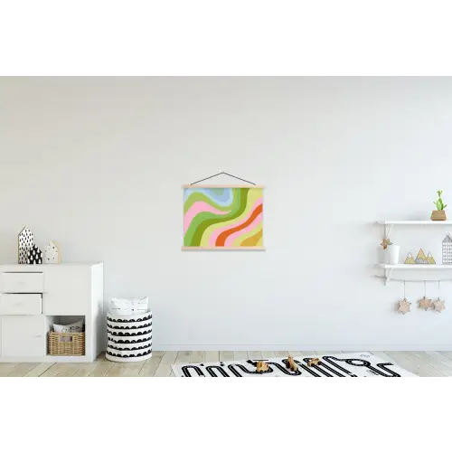 Lijnen - Pasteltinten - Golvend textielposter latten blank klein -kinderkamer