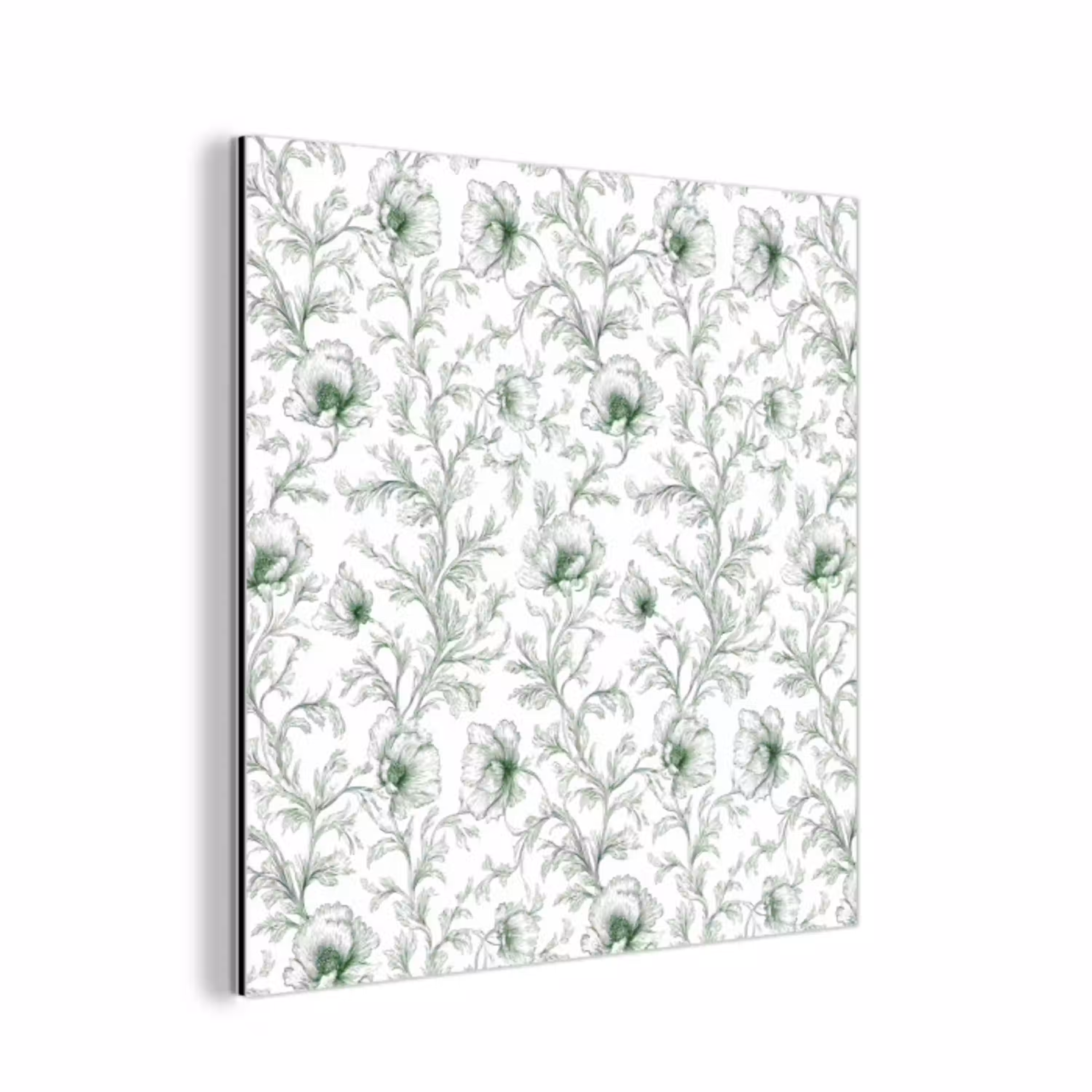 Bloemen - Getekend - Groen aluminium wit klein 46 -3d