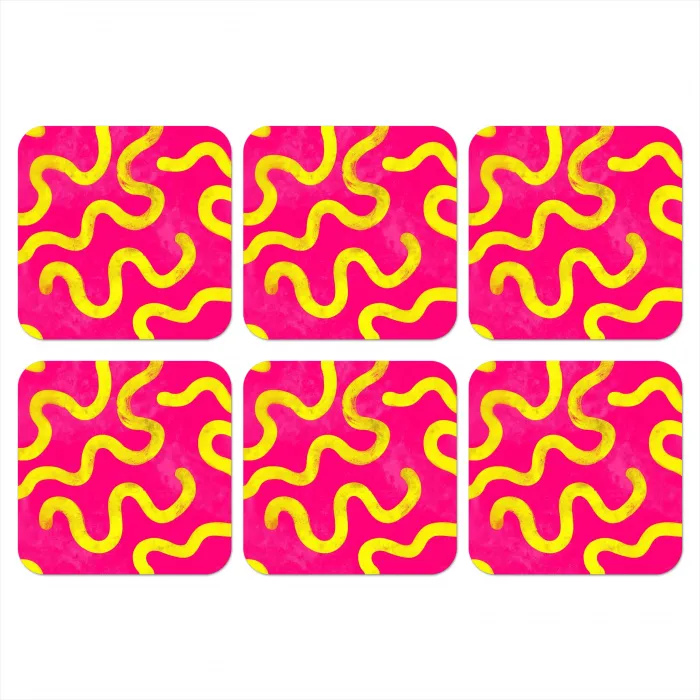 Lijn - Geel - Abstract onderzetter kurk middel -3d