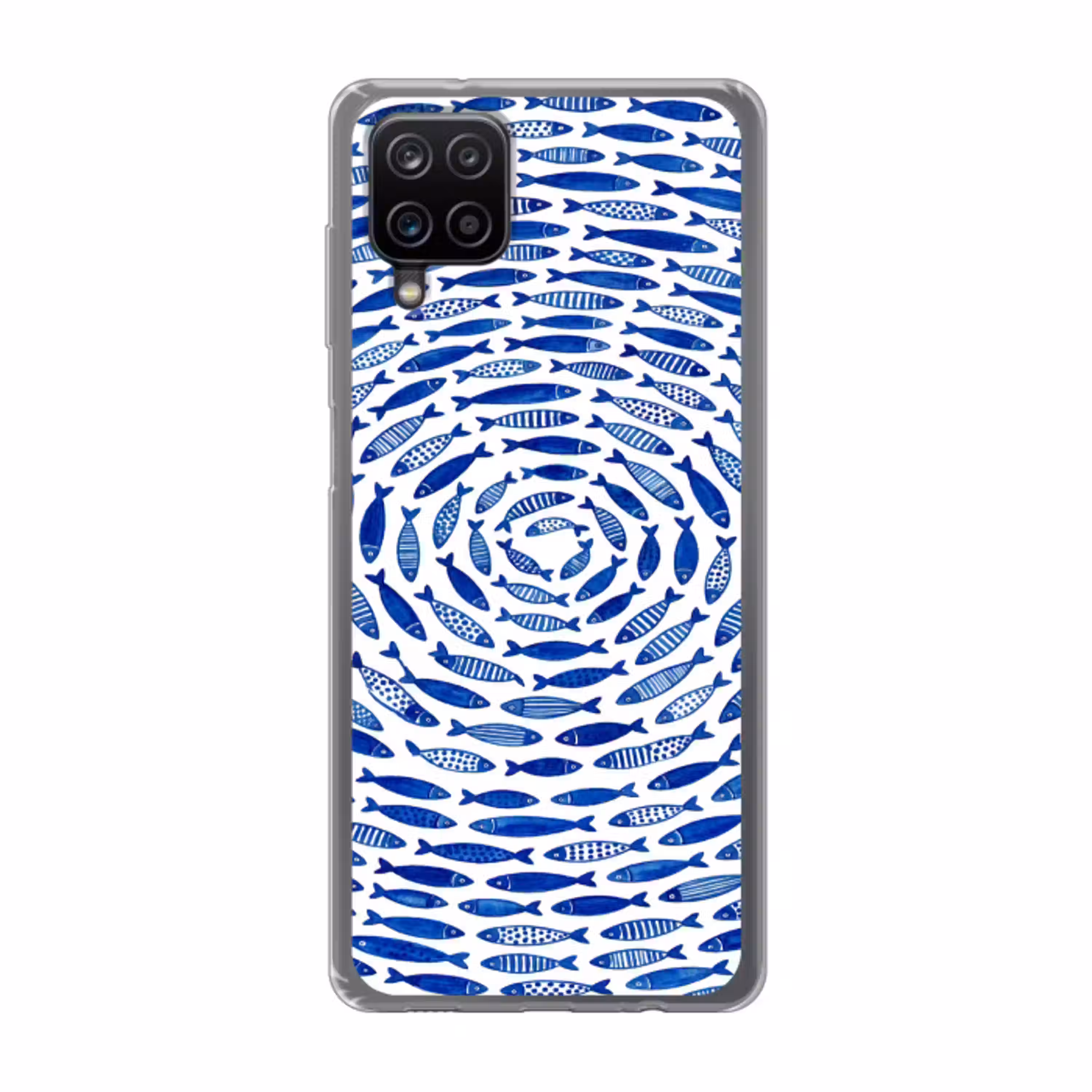 Vis - Patroon - Onderwater - Abstract - Blauw Telefoonhoesje Samsung Galaxy A12 klein -3d