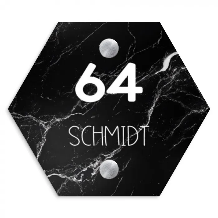 Marmer - Modern Naambord Hexagon klein -3d
