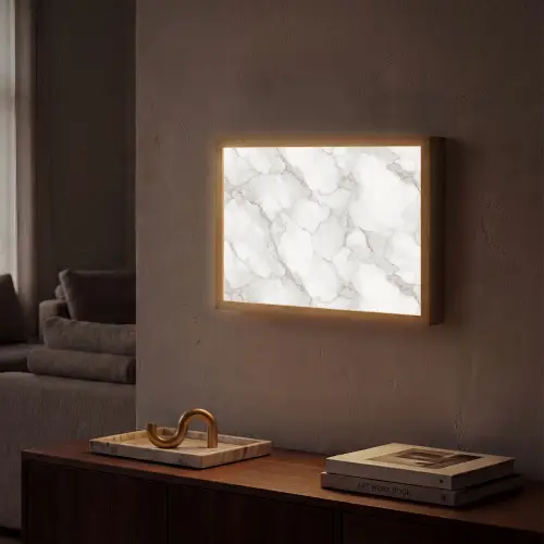Wit - Marmer - Bruin Light Box met batterij (Wandlamp) middel 907 -sfeer1