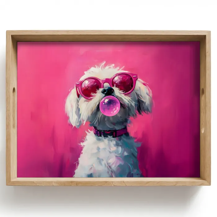 Pink - Hond - Bubbel Dienblad Rechthoek middel -z3d_shopping