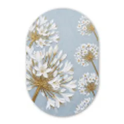Illustratie - Bloemen - Blauw Wandcirkel Ovaal Aluminium middel -3d